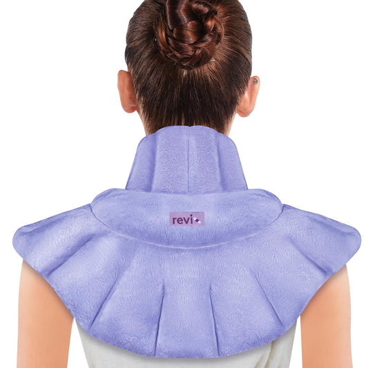 REVIX Microwavable Heating Pad for Neck Shoulders and Back, Microwave Heated Neck Wrap with Moist Heat, Light-Gray