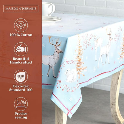 Maison d' Hermine Table Cloth Square Table 100% Cotton 54 x 54 Inches Fall Tablecloth Reusable Everyday Use for Thanksgiving Christmas Decorations Dining Farmhouse Party (Fairy Tale Forest)