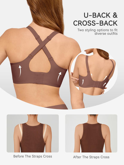 LUCKMEEY Bras for Women No Underwire Wireless Bras - Seamless Push Up Full Coverage Bralettes Comfortable Everyday Bra