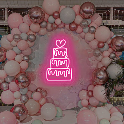 Birthday Cake Neon Sign for Wall Decor LED Dimmable Acrylic Neon Light up Birthday Party Sign Banner Handmade Wall Art Lights for Food Shop shops Christmas Birthday Party Gift,