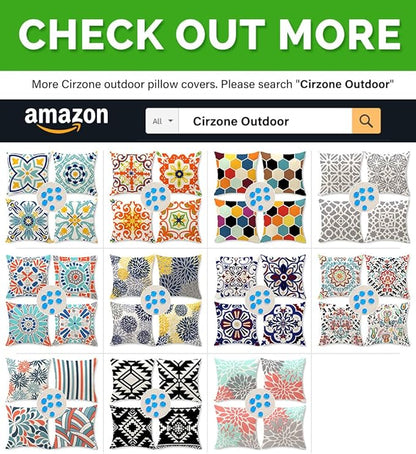 Cirzone Outdoor Pillow Covers 18x18 Set of 4 Morden Geometric Flower Patterns Waterproof Throw Outdoor Pillows Boho Decorations for Funiture Patio Garden Home