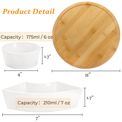 Lyellfe Divided Serving Dish Lazy Susan, 360° Rotatable Porcelain Appetizer Snack Tray Platter for Fruit, Veggies, Candy, Relish Tray for Christmas Thanksgiving Party, 5 Removable Compartment, White