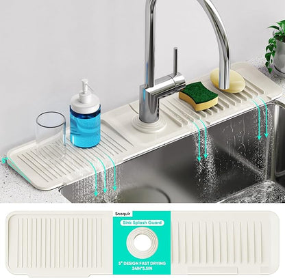 24'' Faucet Mat for Kitchen Sink Faucet Mat Kitchen Sink Splash Guard Silicone