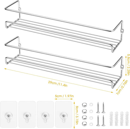 Lonian Spice Rack Organiser, 2-Tier Spice Shelf Storage Racks Wall Mounted for Kitchen Cabinet Pantry Door