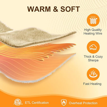 Heated Blanket Full Size 72"X84" Beige - Soft Double Sided Sherpa Electric Blanket Full Size with LED Display, 6 Heating Levels & 10 hrs Timer, Machine Washable & Fast Heating, Gift for Women