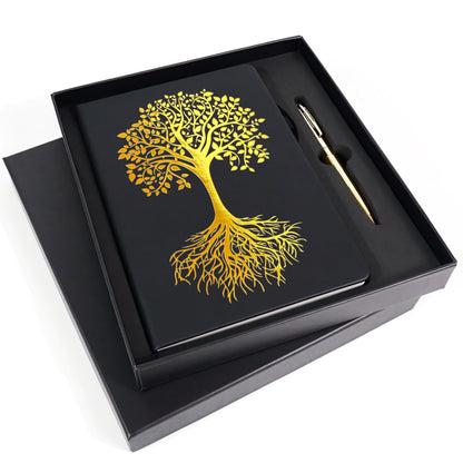 Veway Tree of Life Journal and Pen Gift Set - Vegan Leather Journal with Pen - Professional Diary for Women or Men - A5 Hardcover Fancy Notebook Gift Set - Index & 224 Lined Pages