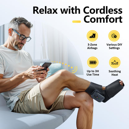 Comfytemp Portable Foot Massager with Heat, Father's Day Gifts for Dad Men Women, FSA HSA Eligible, Ankle Massage for Plantar Fasciitis, Swelling, Cordless Compression Boot (1 Pack, Fits Size 6 to 10)