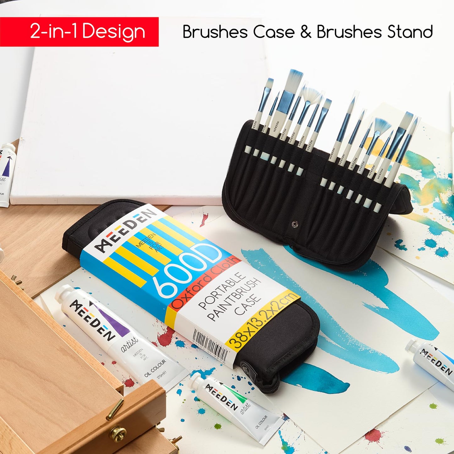 MEEDEN Paint Brush Holder, 11.5 X 10 Inch Zippered Painting Brush Case, Organization and Storage Bag for Artist Paint Brush (Brushes NOT Included)