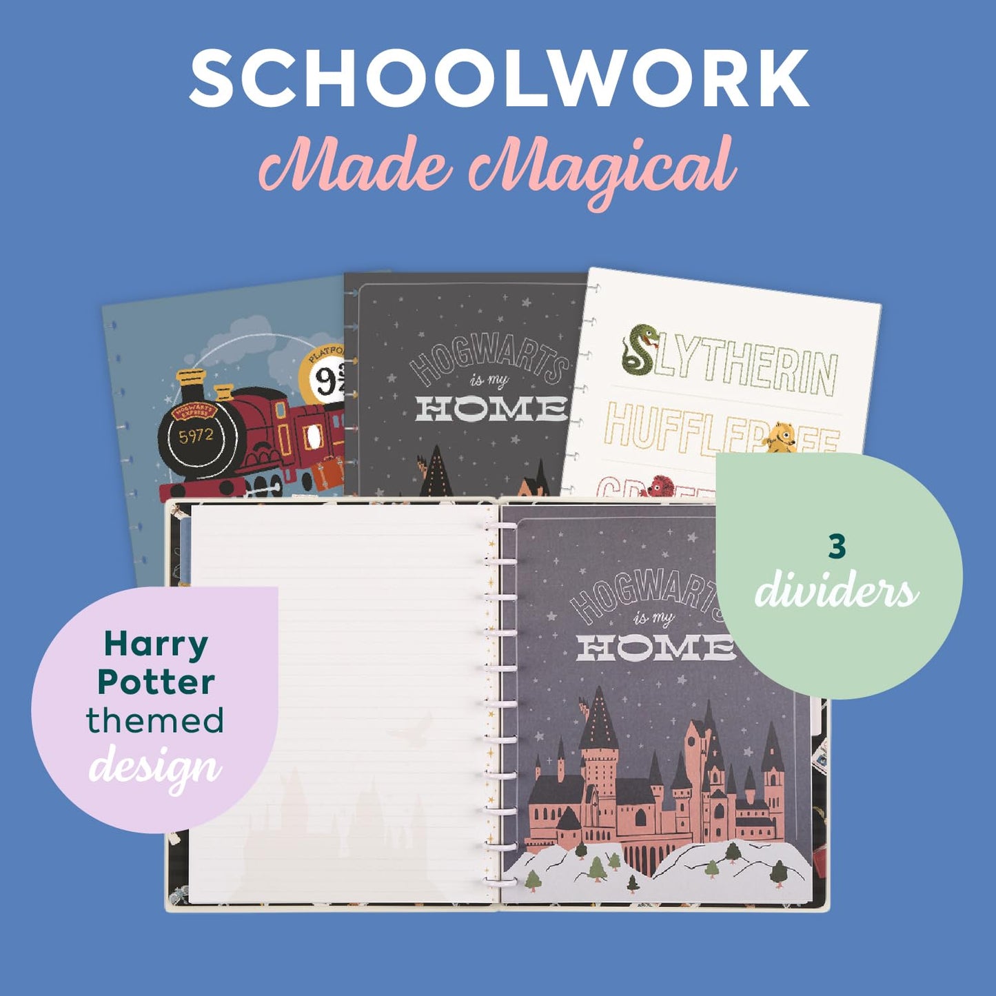 Happy Planner Harry Potter Notebook for Office, School or Journaling, Disc-Bound Notebook, 3 Dividers, 60 Dot-Lined Pages, Big Size, Back to Hogwarts