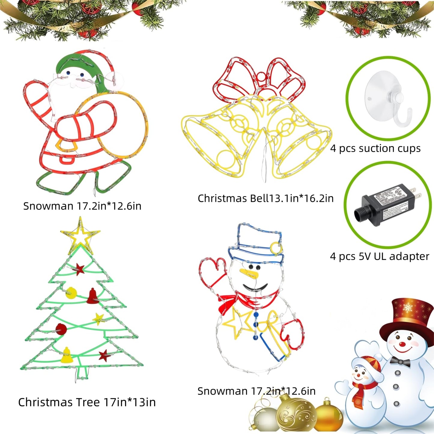 Pytopkto 16" Christmas Window Silhouette Lights Decorations