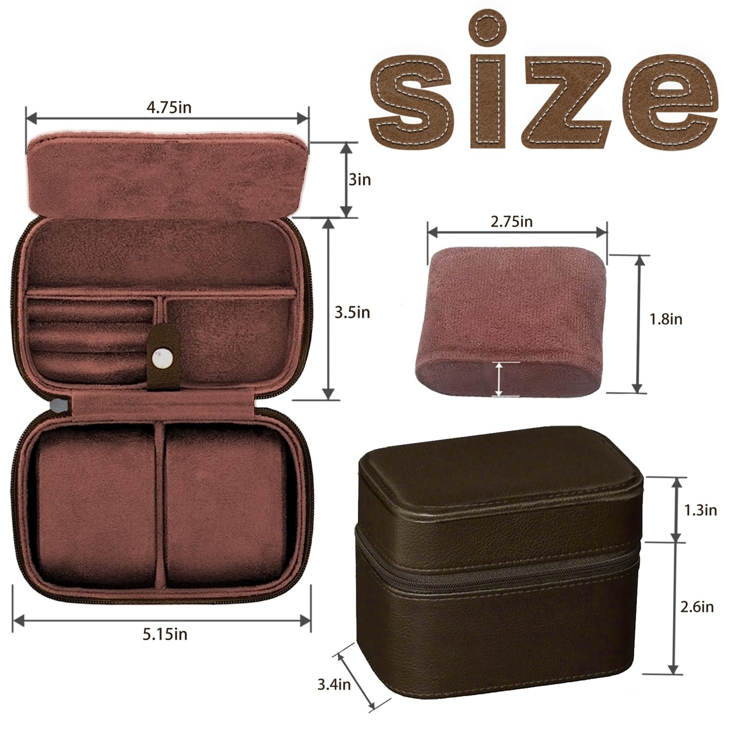 CONBOLA Watch Case for Men - Travel Watch Box for 2 Watches & Smartwatches - Travel Jewelry Case with Accessory Compartment - Compact PU Leather Watch Box for Men & Travel Essentials Organizer