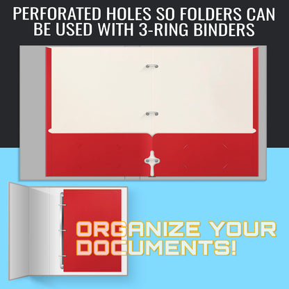 Better Office Products Two Pocket Portfolio Folders, 50-Pack, RED, Letter Size Paper Folders, 50 Pieces, Red