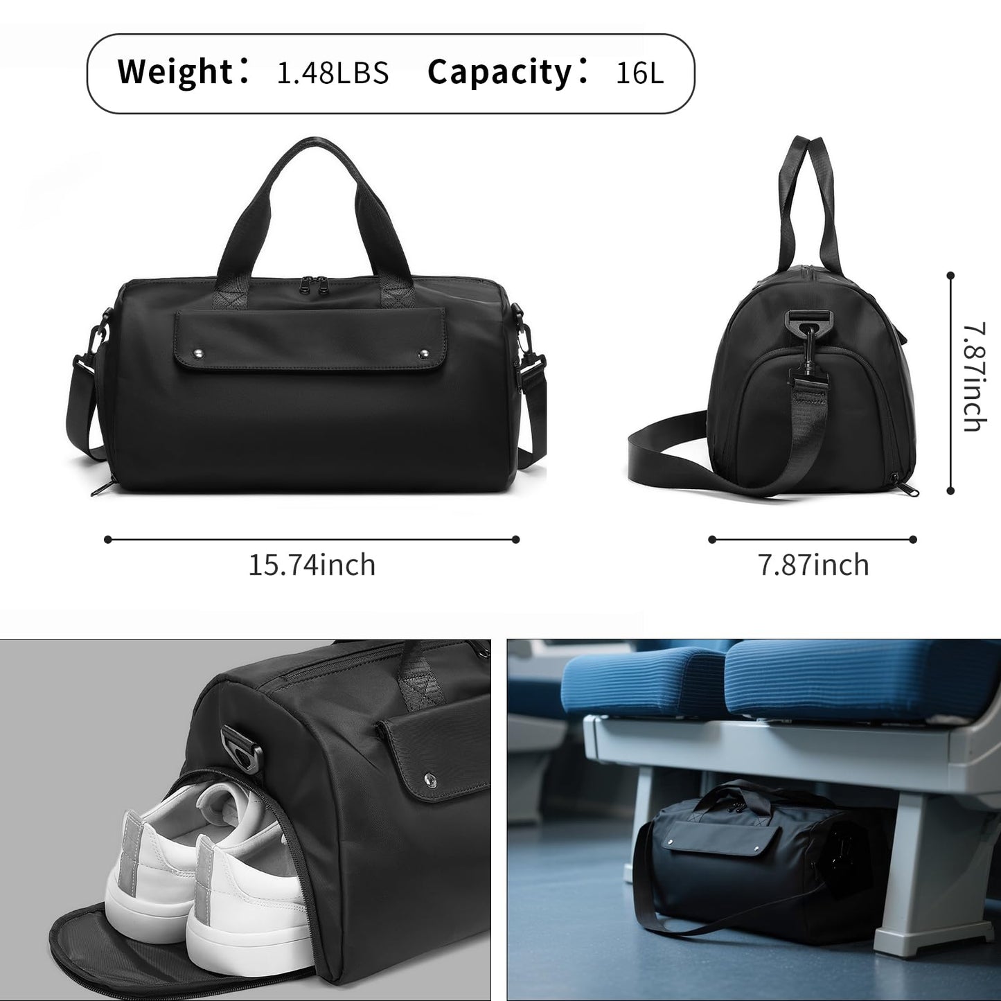 UMydeal Gym Bags for Men, Small Duffle Bag for Travel, Waterproof Overnight Bag with Shoe Compartment, Cordura Sports Bag for Fitness/Short Trip