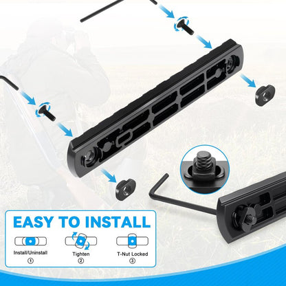 REERON Single Picatinny Rail Section Adapter 6 Pack 3 5 7 9 11 13 Slot Aluminum Picatinny Rails Accessory with 13 T-Nuts & Screws, 3 Allen Wrench - Rounded Corner, Black