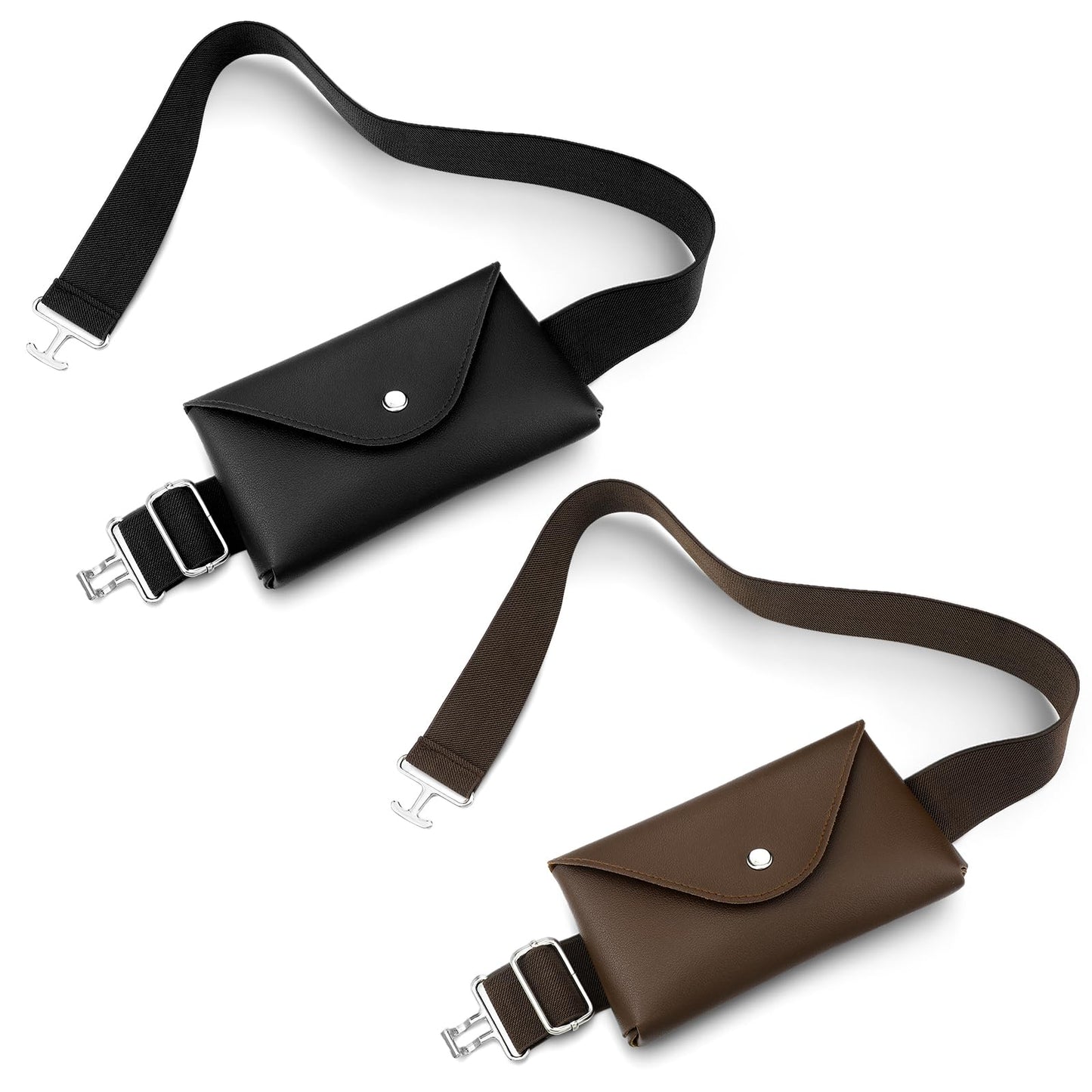 Vinsatin 2 Pack Equestrian Belt Women Equestrian Bit Waist Bag for Phone 1. 5 Inch Elastic Horse Riding Belt with Silver Bit Buckle for Women Girls Horse Riders (Black, Brown)