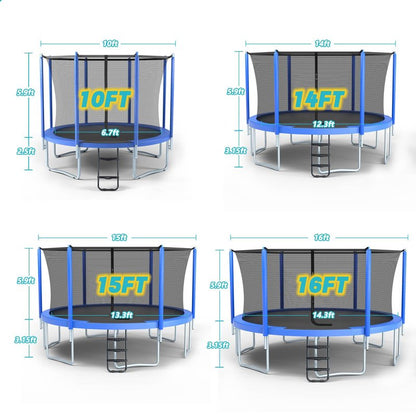 Skybound AiryBounce 16ft Trampoline Recreational Trampolines with Enclosure Outdoor Trampoline for Kids and Adults with Safety Net and Spring Padding