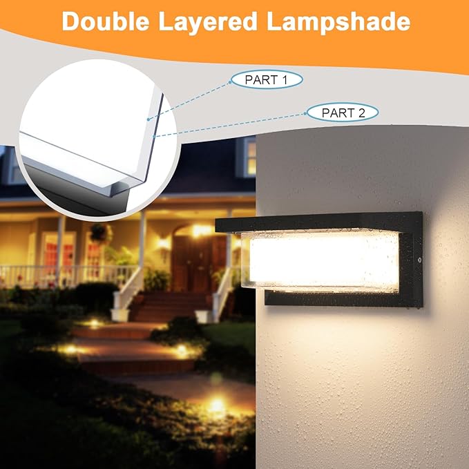 LED Porch Light 18W 3000K Warm White Halloween/Christmas Modern Wall Lighting Outdoor 1800LM Anti-Rust Exterior Light Fixtures Wall Mount IP65 Waterproof for Garage Hallway Backyard 2 Pack