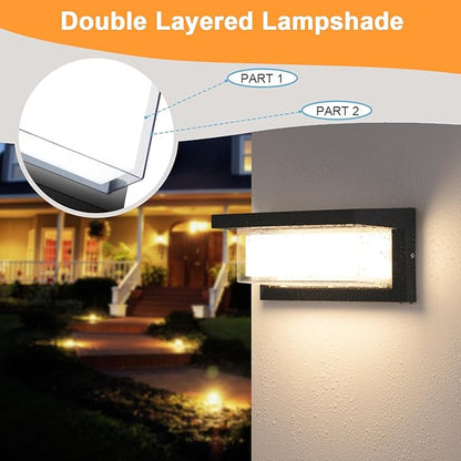 LED Porch Light 18W 3000K Warm White Halloween/Christmas Modern Wall Lighting Outdoor 1800LM Anti-Rust Exterior Light Fixtures Wall Mount IP65 Waterproof for Garage Hallway Backyard 2 Pack