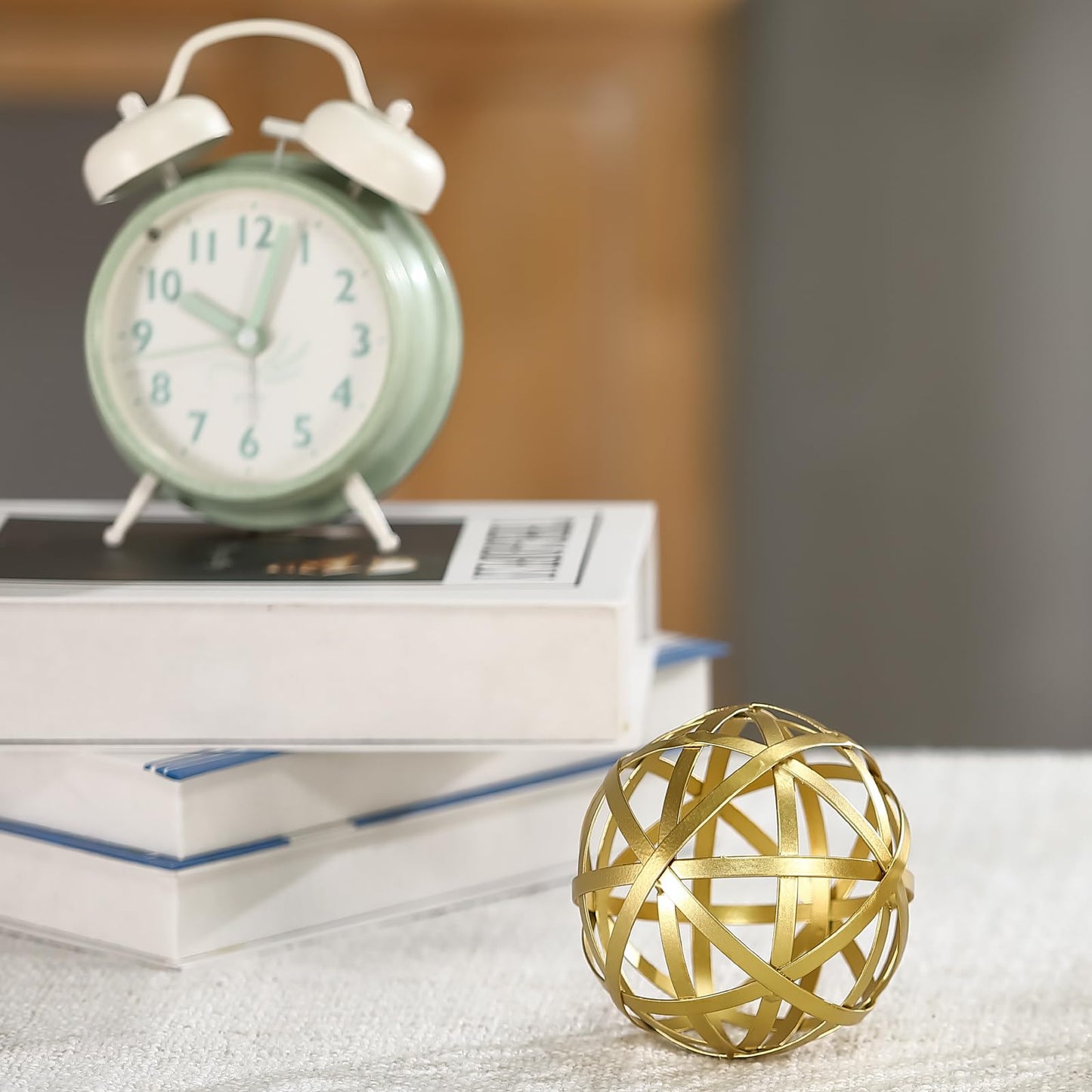 MOCOME Gold Decorative Sphere, Metal Coffee Table Decor Sculpture, Modern Home Decor Accent for Tabletop, Centerpiece, Shelf Display- Elegant Metal Sphere Decor with Luxury Golden Finish