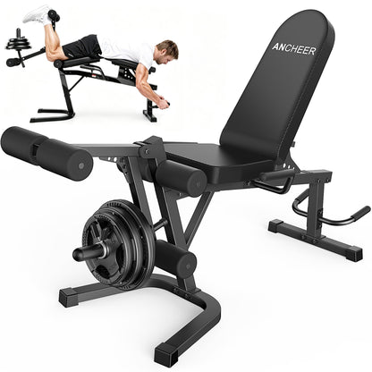 ANCHEER Leg Extension and Curl Machine, 880LBS Adjustable Leg Curl Machine, Seated Leg Extension and Lying Curl Machine for Home Gym, Leg Workout Equipment Compatible with 1" and 2" Plates