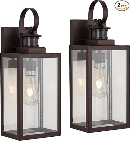 MICSIU 2 Pack Motion Sensor Outdoor Wall Lights Fixture, 18 Inch Oil Rubbed Bronze Dusk to Dawn Outdoor Lighting, Extra Large Exterior Wall Lights for House, Porch, Pathway, Patio