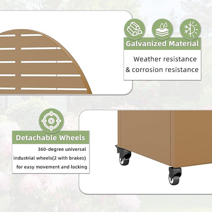 Casaphoria Metal Raised Garden Bed with Trellis and Wheels, 72"x35"x16" Arched Planter Box for Climbing Plants, Vegetables & Vines, Features Drainage Holes and Privacy Screen (Brown-Louvered)