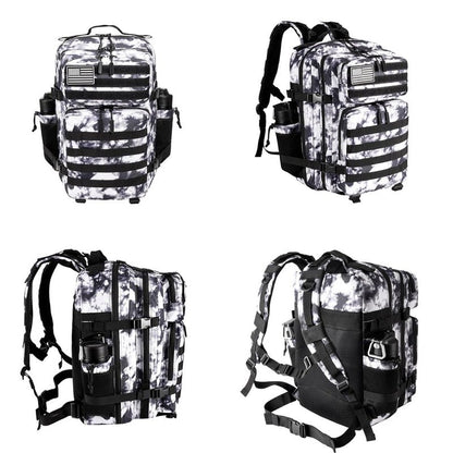 R.SASR 45L Tactical Backpack for Men Women, Military Assault Pack with MOLLE, Large 3 Day Bug Out Bag for Hiking Camping (Black and White)