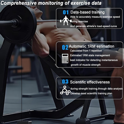 Velocity Based Training Device,Vertical Jump Tester w/APP Control and Voice Tips, Barbell Speed/Power/1 RM/Fatigue Test/Explosive Force,50H of Battery Life
