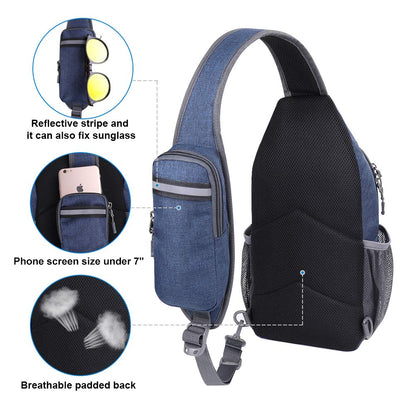 WATERFLY Crossbody Sling Backpack Sling Bag Travel Hiking Chest Bag Daypack