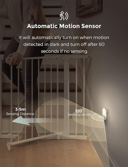 L LOHAS LED Motion Sensor Night Light Plug in, Motion Activated Night Light, 5000K Daylight White, Night Light Plug Into Wall, Adjustable Brightness, Night Light for Bathroom, Kids, Hallway, 4 Pack