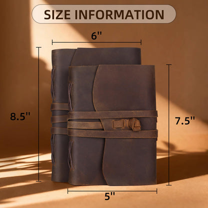 Carpetene Leather Journal Notebook Genuine Leather Bound Journal Cover for Writing 300 Handmade Kraft A5 Lined Pages Vintage Journal Daily Notepad for Men Women Travel, Brown (8''x6'')