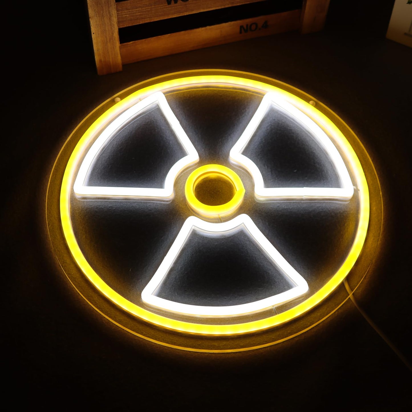 TOPQUALI Nuclear Radiation Marker Neon Sign for Wall Decor,Led Nuclear Radiation Neon Lights for Bedroom Gaming Room, Dimmable Game Neon Signs Suitable for Christmas Birthday Party Gift12.2*12.2 Inch