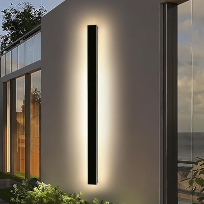 Modern Outdoor Wall Light, 71inch LED Wall Sconce, 3000K Warm White, IP65 Waterproof Exterior Lighting, AC 85-265V, Black Aluminium, Minimalist Long Wall Lamp for Patio, Garage, Yard
