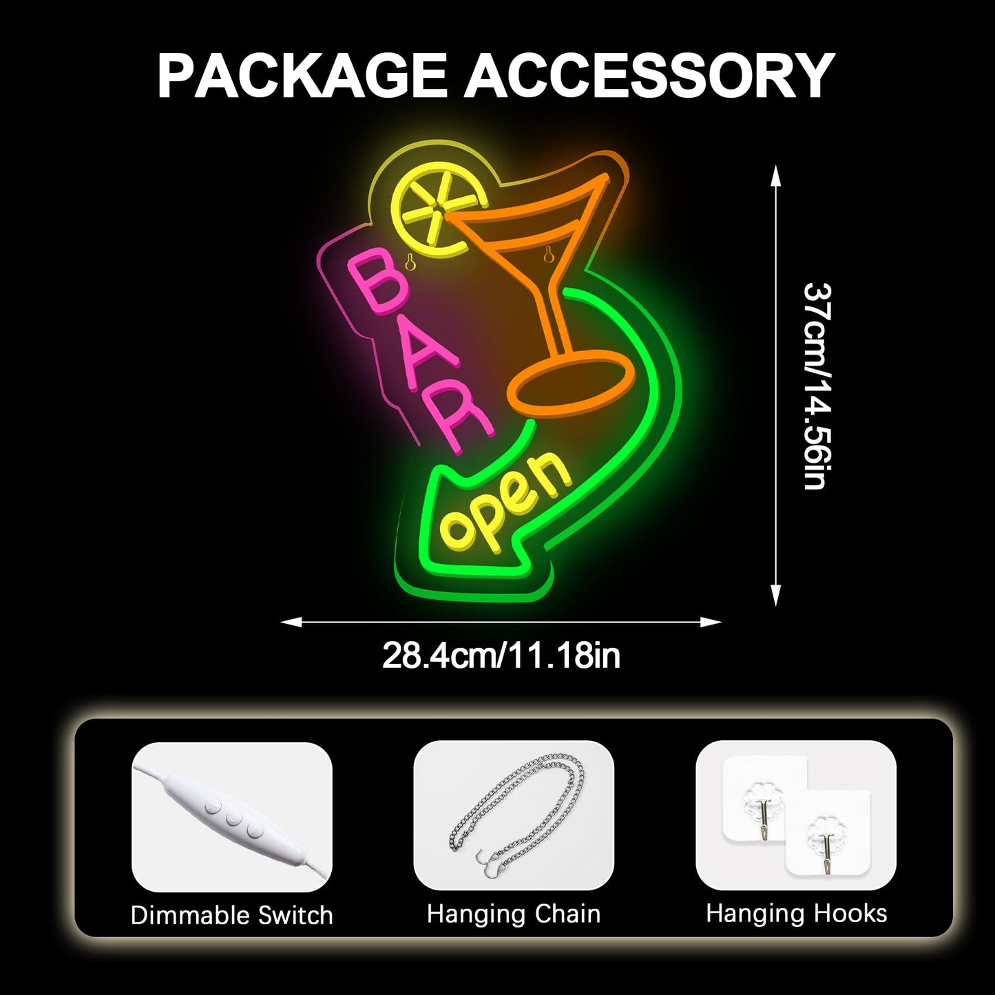 NOSUN Bar Open Neon Sign Dimmable LED Cocktail Neon Lights Signs for Wall Decor Neon Open Sign Open Light Bar Sign for Business Pub Store Man Cave Party Club Restaurant Art Wall Decor Gift