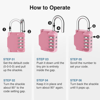 Puroma Combination Lock 4 Digit Waterproof Locker Locks Secure Outdoor Padlock for Gym Lockers, Toolboxes, Gates, Fences, Storage, Sports Locker, Cabinets (Basic Pink Rose)