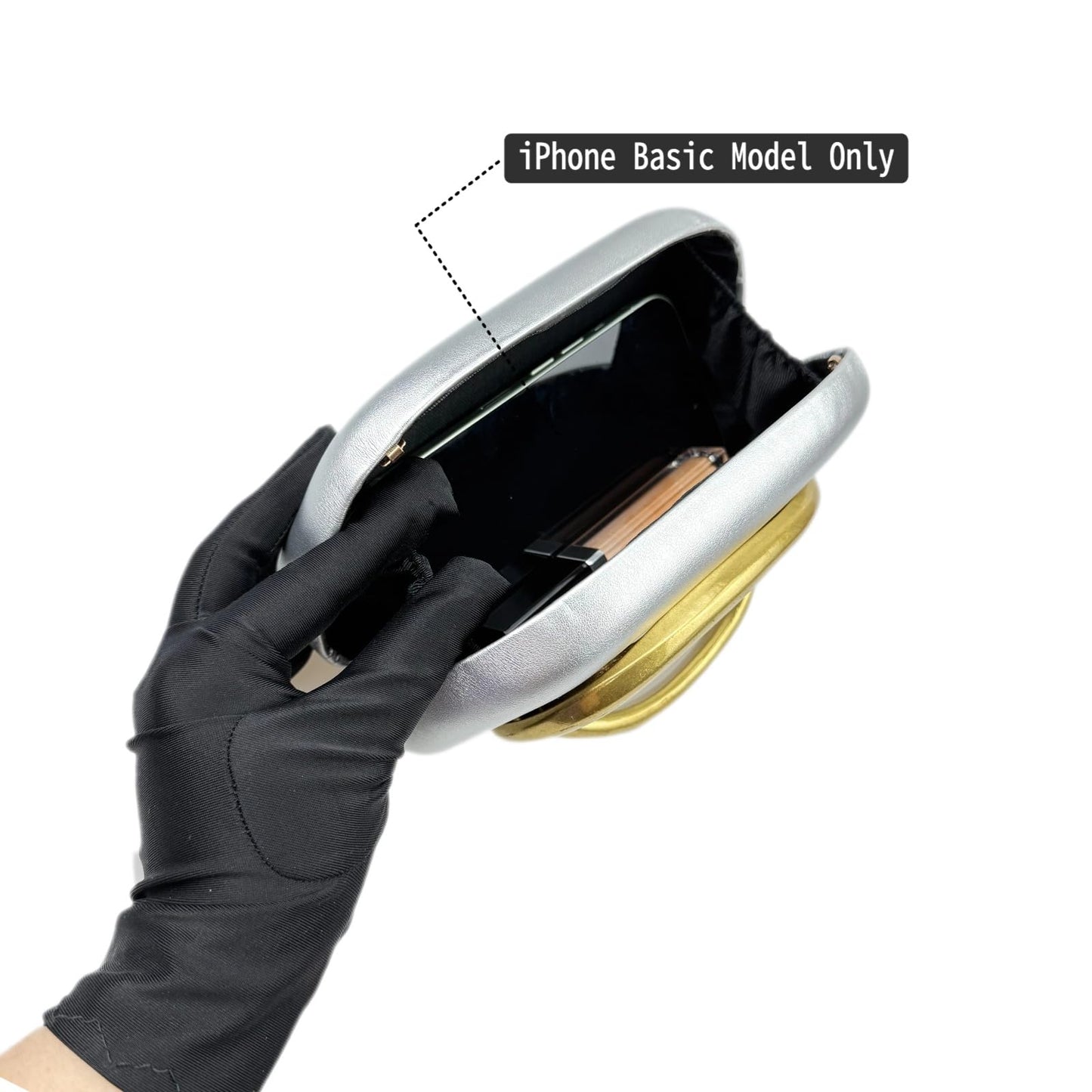 FUTTSPAI Elegant Small Evening Clutch Purses With Handle For Women Formal Leather Handbag Wedding Purse,Silver