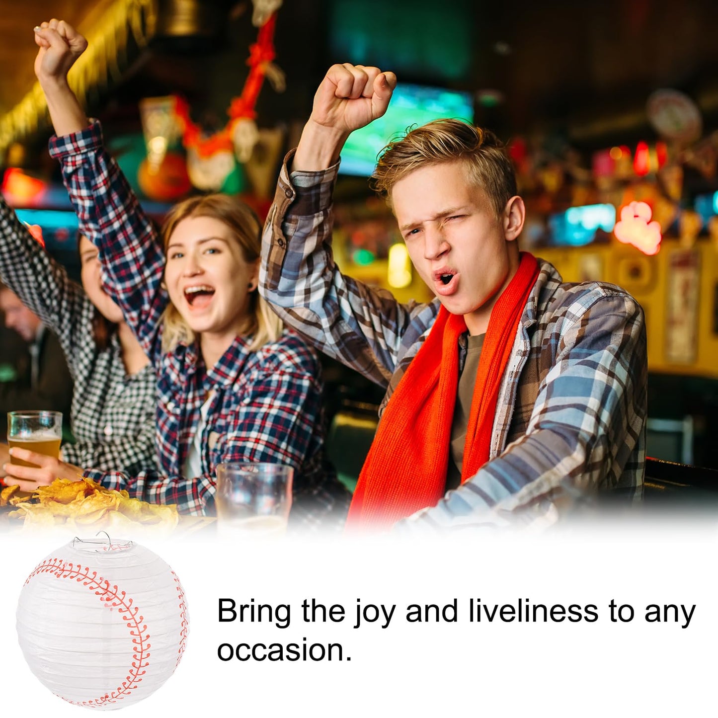 MECCANIXITY Baseball Paper Lanterns, 10" Round Hanging Chinese/Japanese Lantern Decoration for Home Birthday Party Wedding Christmas Classroom Decor, White 3 Pcs