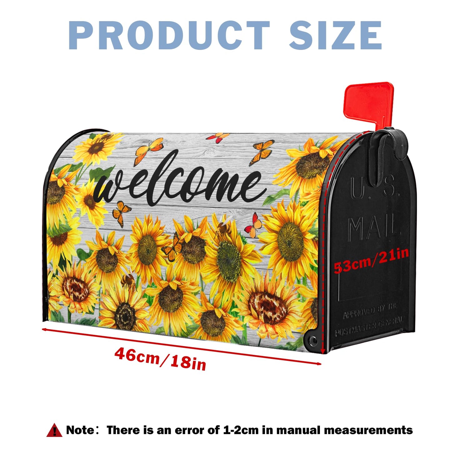 Summer Flowers Mailbox Covers Magnetic Sunflower Mailbox Cover Post Letter Box Cover for Garden 21x18 in Mailbox Wraps for Yard Home Decor