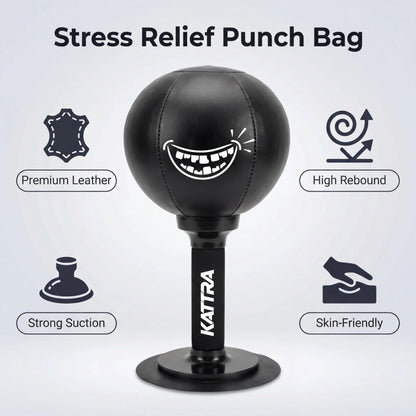 KATTRA Desktop Punching Bag with Suction Cup, Stress Relief Ball, Heavy Duty Grin Face Boxing Bag, Portable Mini Punching Bag,White Elephane Gift,