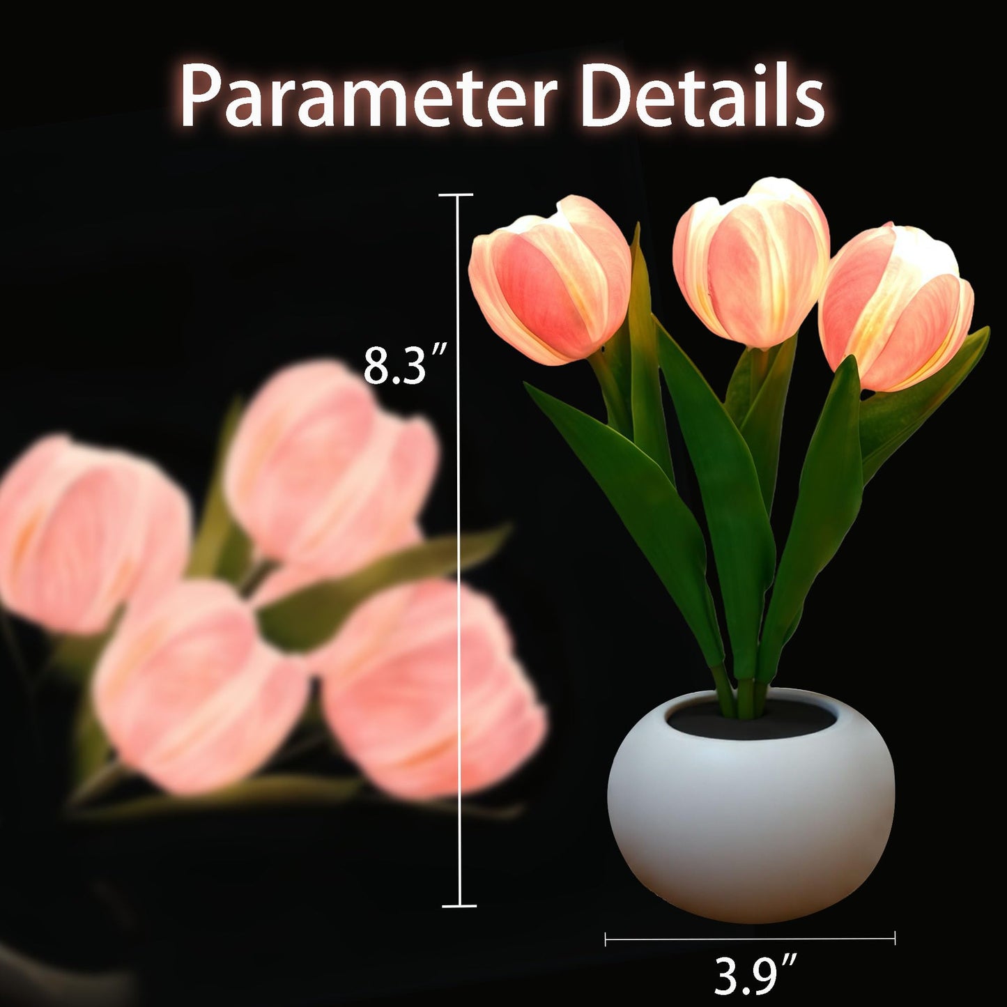 LDJDSDS Tulip Flower Table Lamp Pink LED Desk Night Light with Vase, Artificial Flower Decor for Bedroom, Living Room, Elegant Centerpiece for Wedding Birthday Party, Home Decor Gift