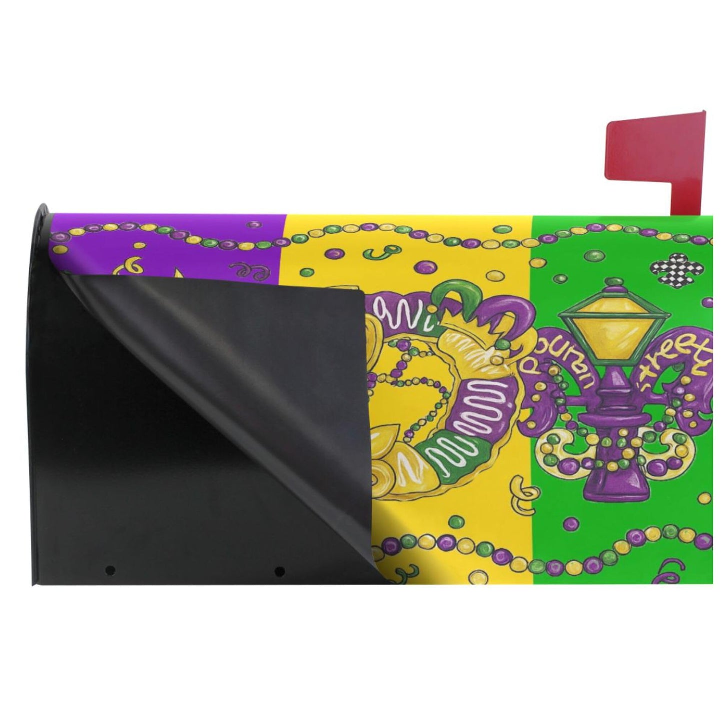 Happy Mardi Gras Magnetic Mailbox Covers Fleur de Lis Masquerade Mask Mailbox Cover Standard Size Full Magnet Garden Yard Porch Mail Boxes Cover Holiday Decorations 21" L x 18" W