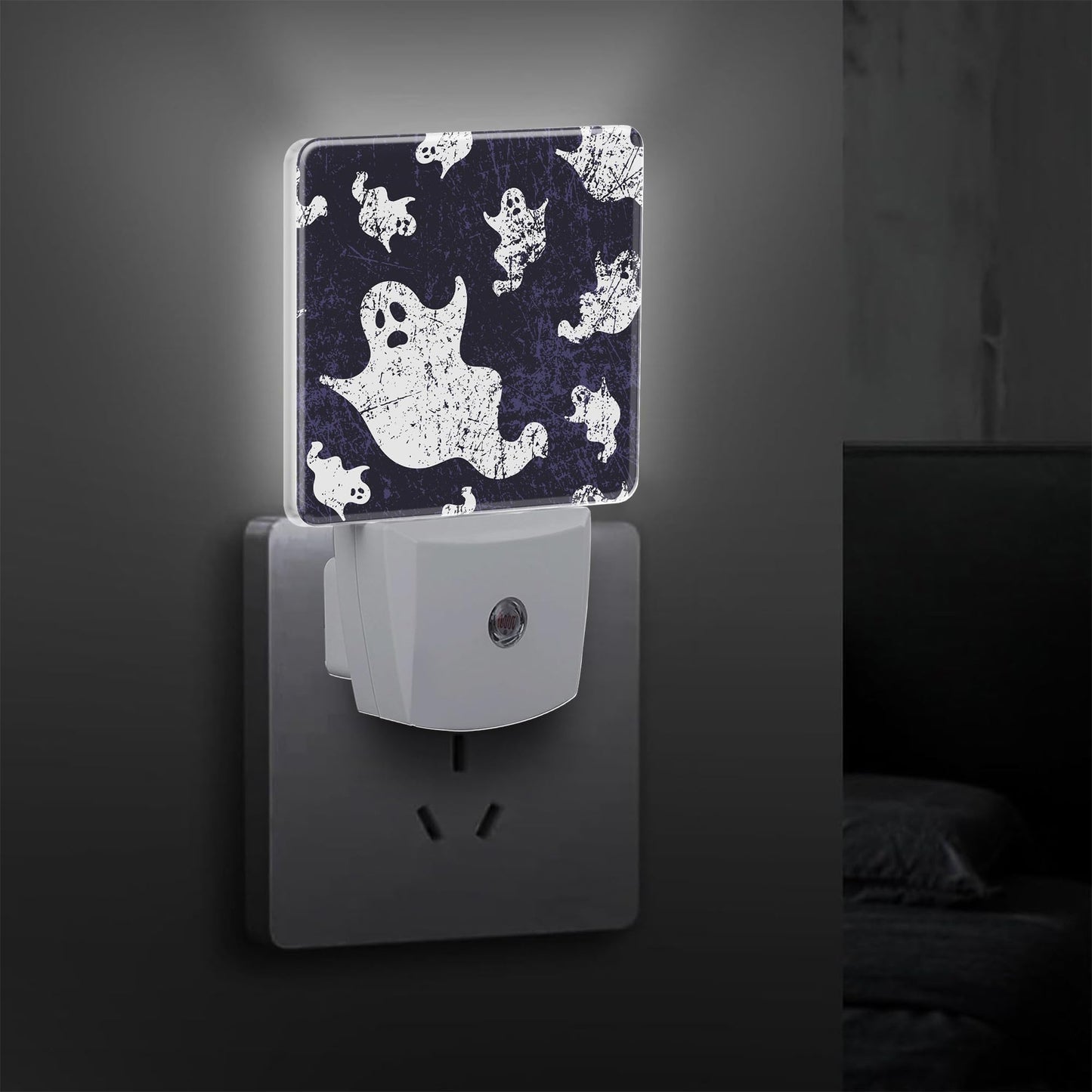 KXWQTRDD Halloween Ghosts Funny Night Light Plug into Wall,Night Lights with Dust to Dawn Sensor,Auto Turn on and Off,Glow Nightlight for Bathroom,Bedroom,Kitchen,Stairs,Hallway