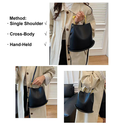 ZGRJSZDD Women Genuine Leather Handbag Crossbody Shoulder Purse Top Handle Bucket Bag, B Coffee