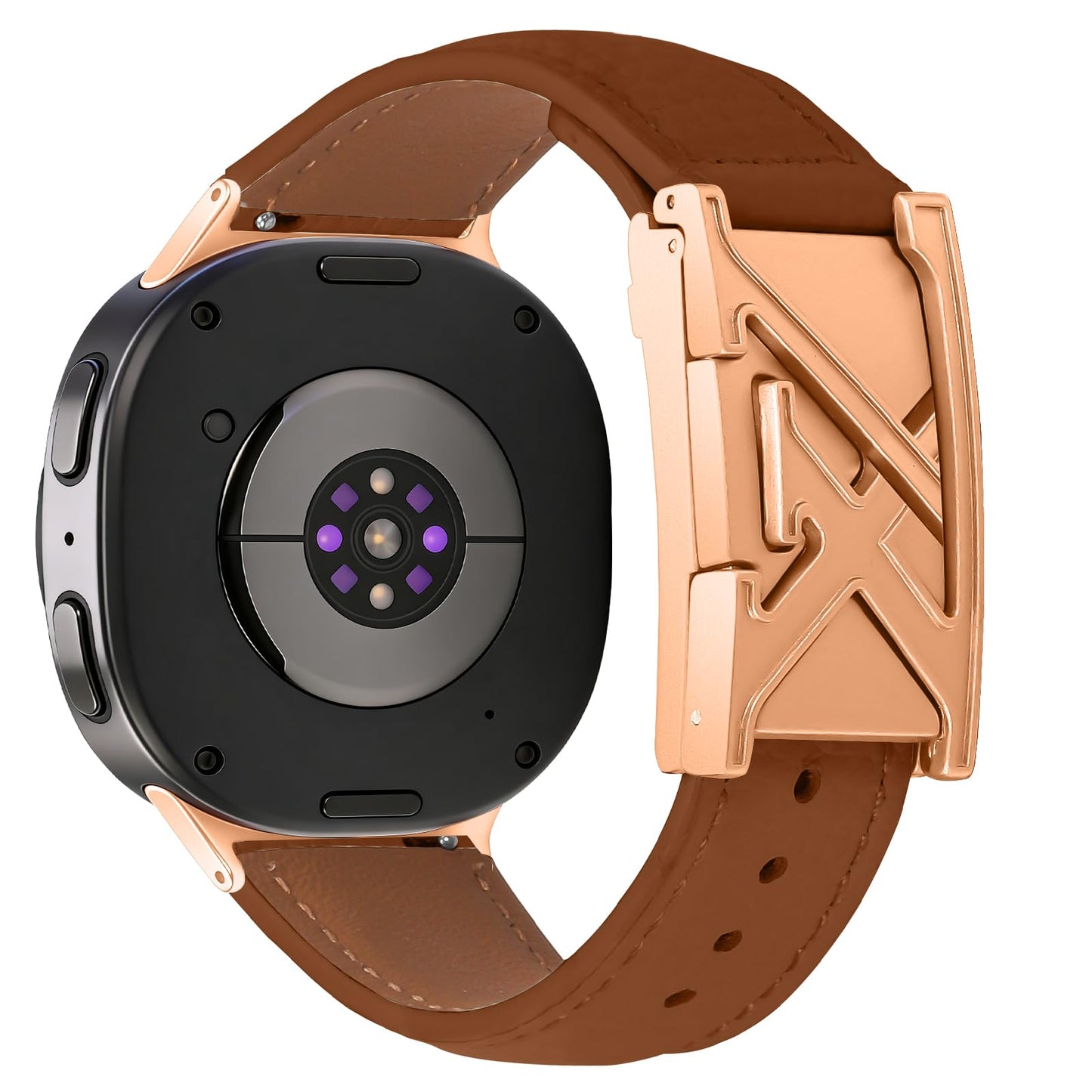 Magnetic Buckle Genuine Leather Band Compatible with Samsung Galaxy Watch 8 40mm 44mm Classic 46mm, Premium Replacement Strap for Men Women Smartwatch
