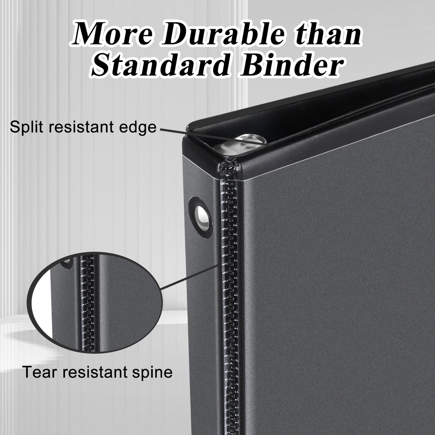 CIXILDTS 0.5-inch Round Ring Binder, Durable 1/2" 3 Ring Binder Fit Letter Size Paper, Presentation View Binders, Black,12-Pack