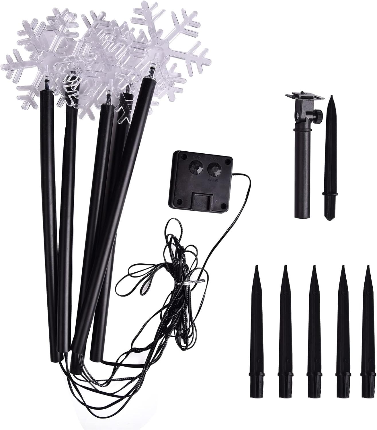 BRIGHTDECK Snowflake Solar Christmas Decorations Outdoor, 10 Pack LED Christmas Pathway Lights, Waterproof Snowflake Pathway Lights, Stake for Garden Decor (10Pcs Warm White)