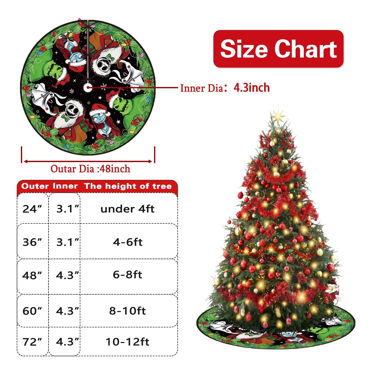Christmas Tree Skirt 48 Inch Tree Collar Holiday New Year Winter Xmas Tree Decor Christmas Decorations for Home Party