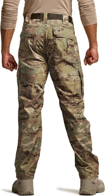 CQR Men's Tactical Pants, Water Resistant Ripstop Cargo Pants, Lightweight EDC Work Hiking Pants, Outdoor Apparel, Duratex Mag Pocket Utility Camo, 30W x 30L