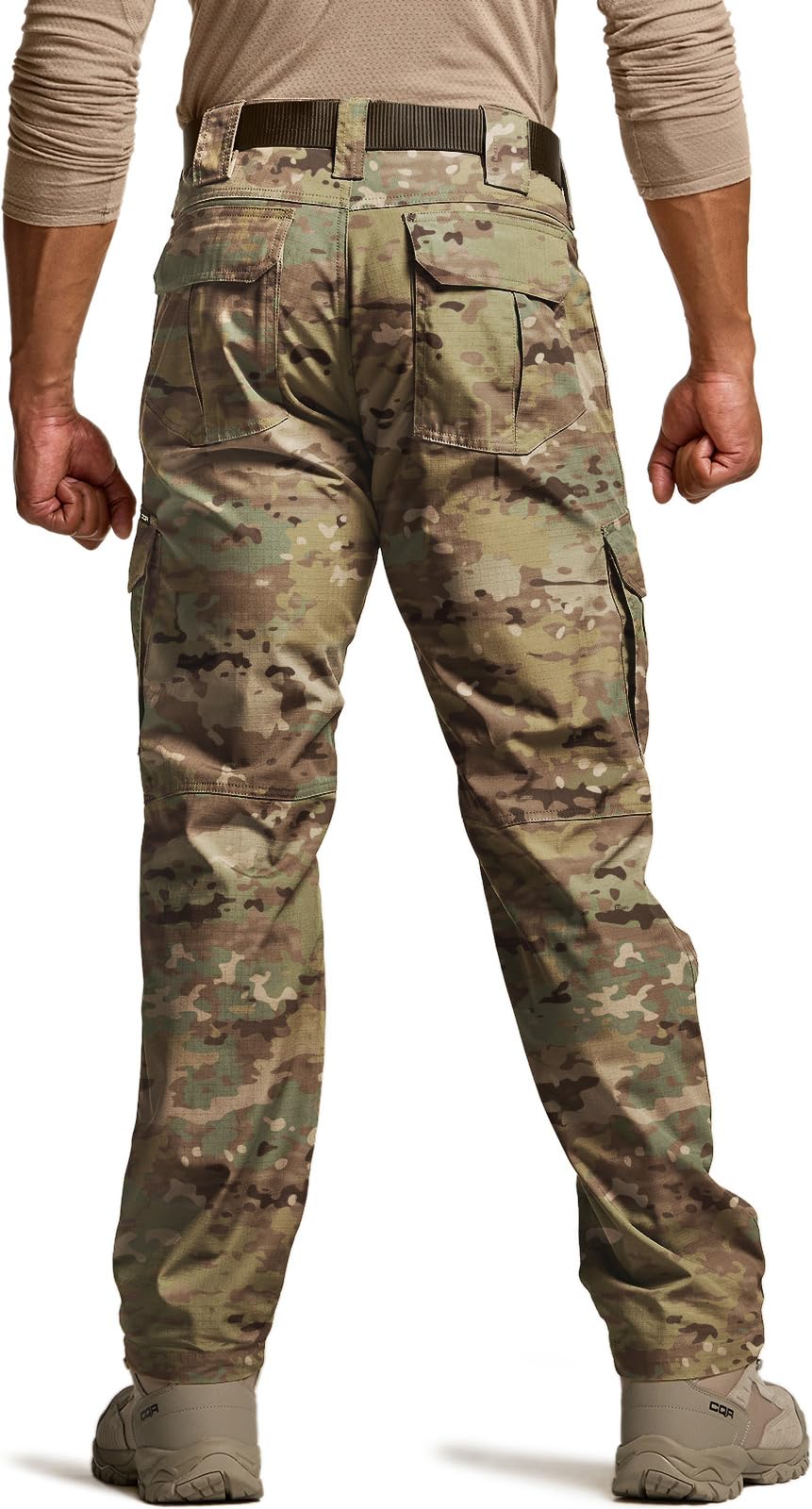 CQR Men's Tactical Pants, Water Resistant Ripstop Cargo Pants, Lightweight EDC Work Hiking Pants, Outdoor Apparel, Duratex Mag Pocket Utility Camo, 40W x 32L