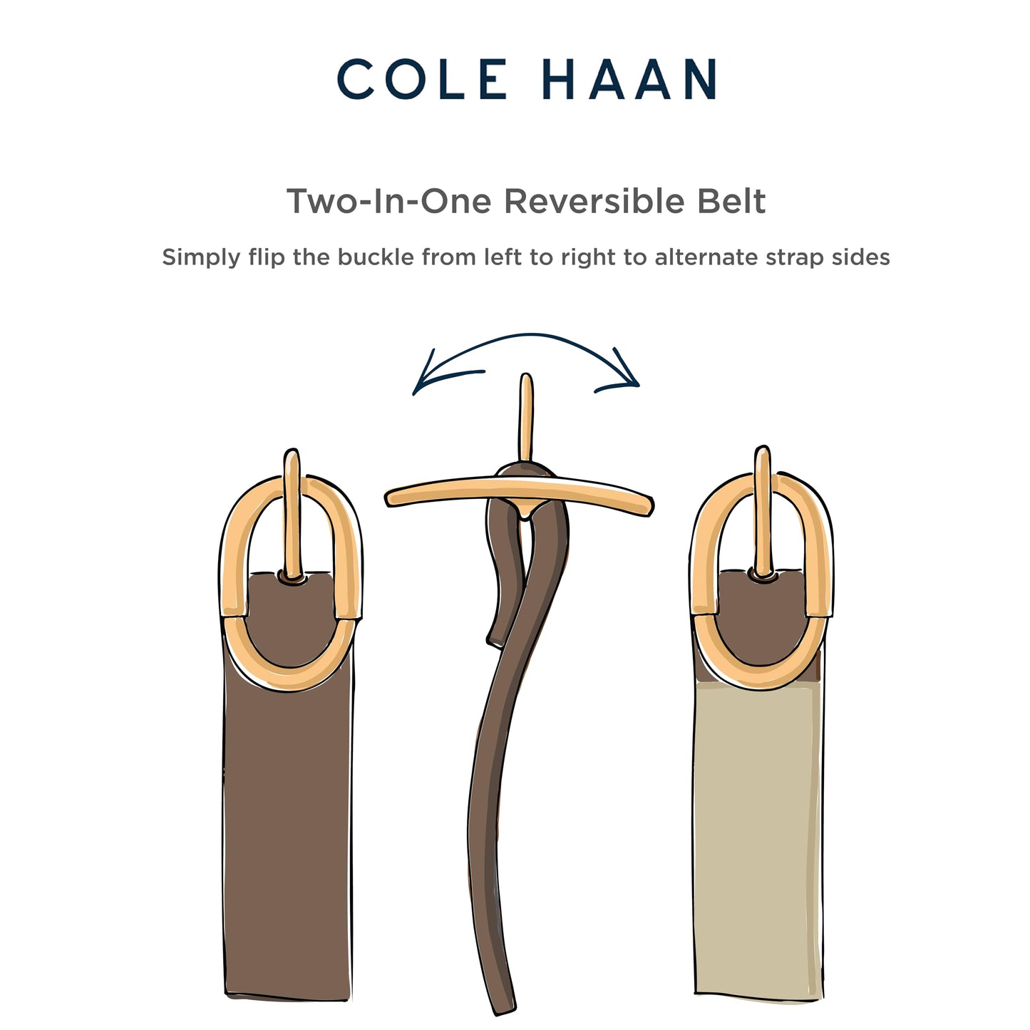 Cole Haan womens Two-in-One Reversible Leather Fashion Dress Belt for Jeans, Trousers and Dresses Tan/Black Medium